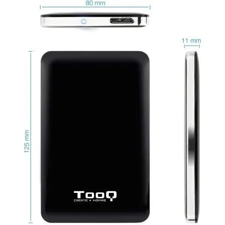 Tooq Carcasa Externa HDD/SSD 2.5" hasta 7,0mm SATA USB 3.0/3.1 Gen 1 Ultraplana Negro